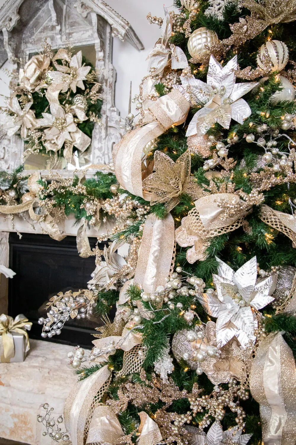 Decorator's Warehouse 32” Acanthus Leaves Platinum Christmas Spray > Christmas Sprays|Christmas Decor