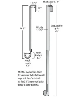 Decorator's Warehouse Adjustable Wreath Hanger - Nickel > Christmas Accents|Christmas Wreaths