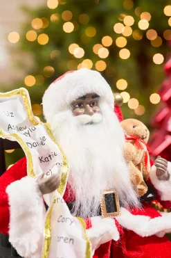 Decorator's Warehouse 15" African American Santa Figurine with List > Santas & Angels|Classic Christmas