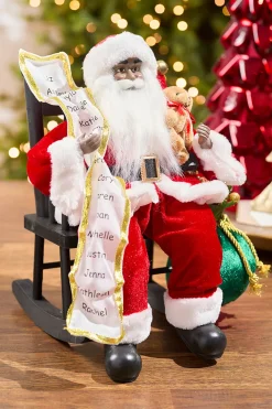 Decorator's Warehouse 15" African American Santa Figurine with List > Santas & Angels|Classic Christmas