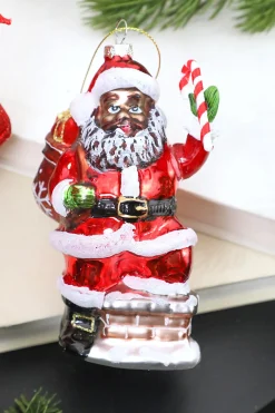 Decorator's Warehouse 5” African American Santa Glass Ornament > Christmas Decor|Christmas Ornaments