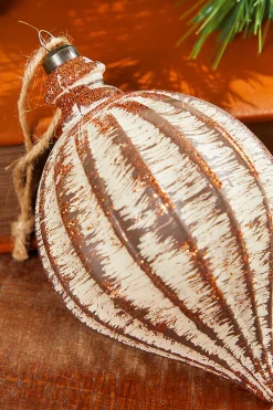 Decorator's Warehouse 6" Antique Drop Ornament - Brown Wash > Winter Woodland|Heritage Plaid