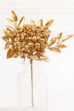 Decorator's Warehouse 14" Antique Gold Metallic Berry Bunch > Christmas Sprays|Christmas Decor