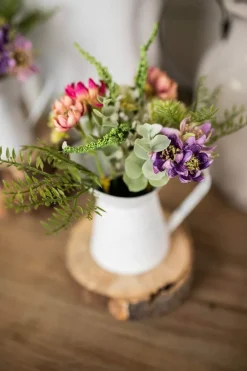 Decorator's Warehouse 10” Aster Daisy Floral in White Pitcher Accent - Pink > Easter Decor|Easter Decor