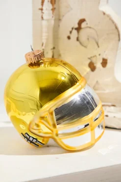 Decorator's Warehouse 3.5" Aztec Gold Glass Football Helmet Ornament > Christmas Ornaments|Christmas Ornaments