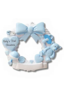 Decorator's Warehouse 3" Baby Boy Wreath Customizable Ornament > Christmas Ornaments|Christmas Decor
