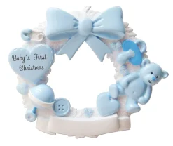 Decorator's Warehouse 3" Baby Boy Wreath Customizable Ornament > Christmas Ornaments|Christmas Decor
