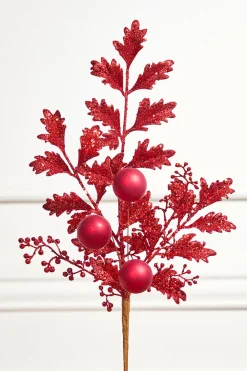 Decorator's Warehouse 22" Ball Bead Spray - Red > Christmas Decor|Nutcracker