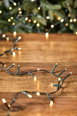 Decorator's Warehouse 10' Battery Operated Warm White (Green Cord) Compact Lights - 96LED > Twinkle Cluster Lights|Twinkle Cluster Lights