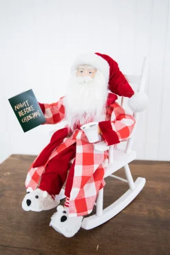 Decorator's Warehouse 16” Bedtime Sitting Santa in Pajamas > Santas & Angels|Christmas Decor
