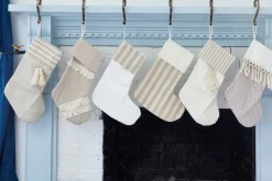Decorator's Warehouse Beige Burlap Stocking with Tassel > Christmas Decor|Christmas Textiles