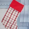 Decorator's Warehouse Beige Stocking with Red Plaid > Cardinal|Christmas Decor