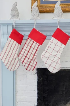 Decorator's Warehouse Beige Stocking with Red Plaid > Cardinal|Christmas Decor