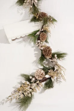 Decorator's Warehouse 6' Berry/Pinecone/Cedar Garland - Champagne > Christmas Decor|Natural Elegance