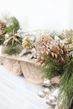 Decorator's Warehouse 6' Berry/Pinecone/Cedar Garland - Champagne > Christmas Decor|Natural Elegance