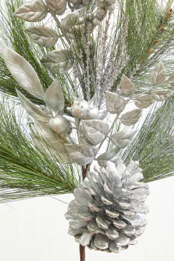 Decorator's Warehouse 30" Berry Pinecone Cedar Spray - Silver > White Christmas|Christmas Decor