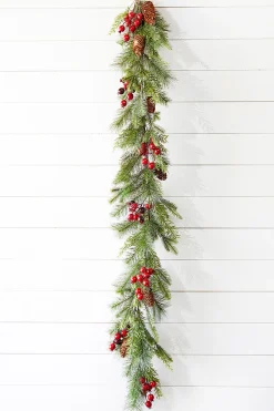 Decorator's Warehouse 5' Berry Pine with Pinecones Garland > Cardinal|Christmas Decor