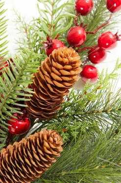 Decorator's Warehouse 22" Berry Pine with Pinecones Spray > Christmas Decor|Farmhouse