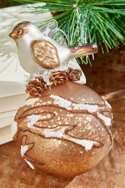 Decorator's Warehouse 5” Bird on Ball Glass Ornament > Christmas Ornaments|Glass