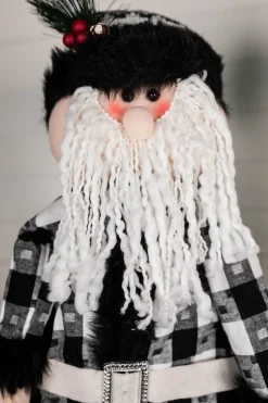 Decorator's Warehouse 32” Black and White Buffalo Check Santa and Snowman Plush Figurine > Christmas Accents|Christmas Decor