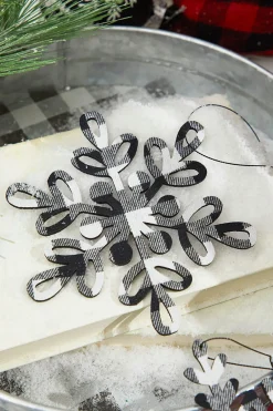 Decorator's Warehouse 6” Black And White Buffalo Check Snowflake Ornament > Best Sellers|Christmas Ornaments