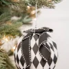 Decorator's Warehouse 4” Black and White Harlequin Bow Ball Ornament > Christmas Ornaments|Nutcracker