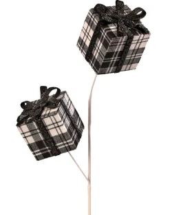 Decorator's Warehouse 24” Black & White Buffalo Check Package Spray > Christmas Sprays|Christmas Decor