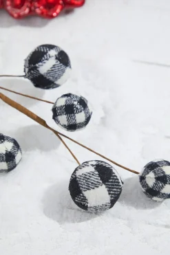 Decorator's Warehouse 25” Black & White Buffalo Check Plaid Ball Spray > Christmas Sprays|Christmas Decor