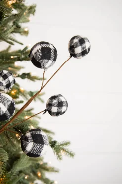 Decorator's Warehouse 25” Black & White Buffalo Check Plaid Ball Spray > Christmas Sprays|Christmas Decor