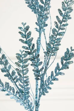 Decorator's Warehouse 34" Blue Glitter Fern Spray > White Christmas|Christmas Sprays