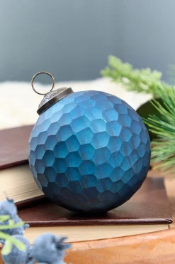 Decorator's Warehouse 5" Blue Honeycomb Glass Ball Ornament > Christmas Decor|Christmas Ornaments