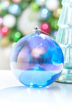 Decorator's Warehouse 6" Blue Iridescent Ball Ornament > Retro Brites|Christmas Decor