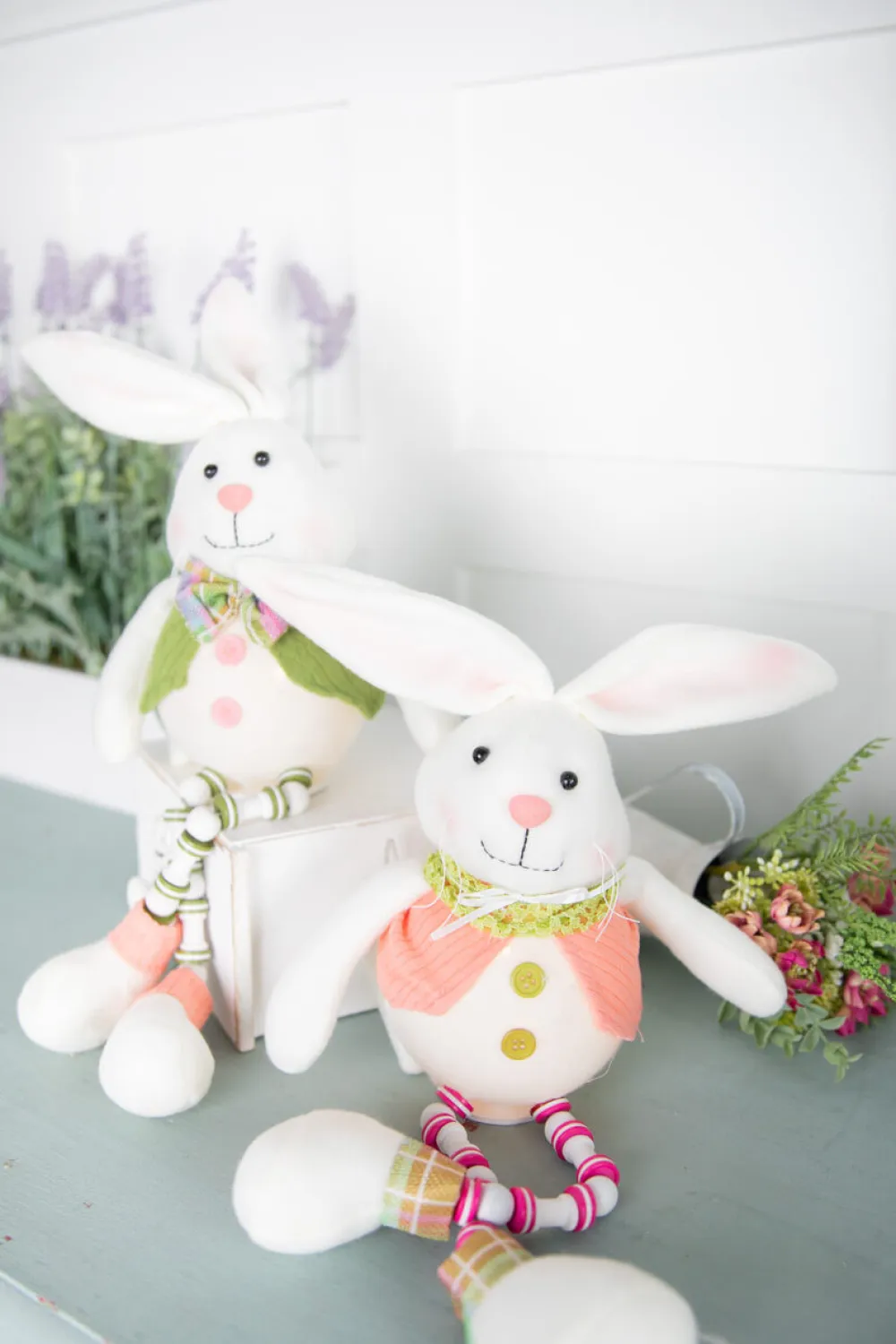 Decorator's Warehouse 16” B/O Lighted Fabric Easter Bunny Shelf Sitter > Easter Decor|Easter Decor