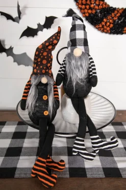 Decorator's Warehouse 22” B/O Lighted Fabric Halloween Gnome Shelf Sitter > Halloween|Halloween