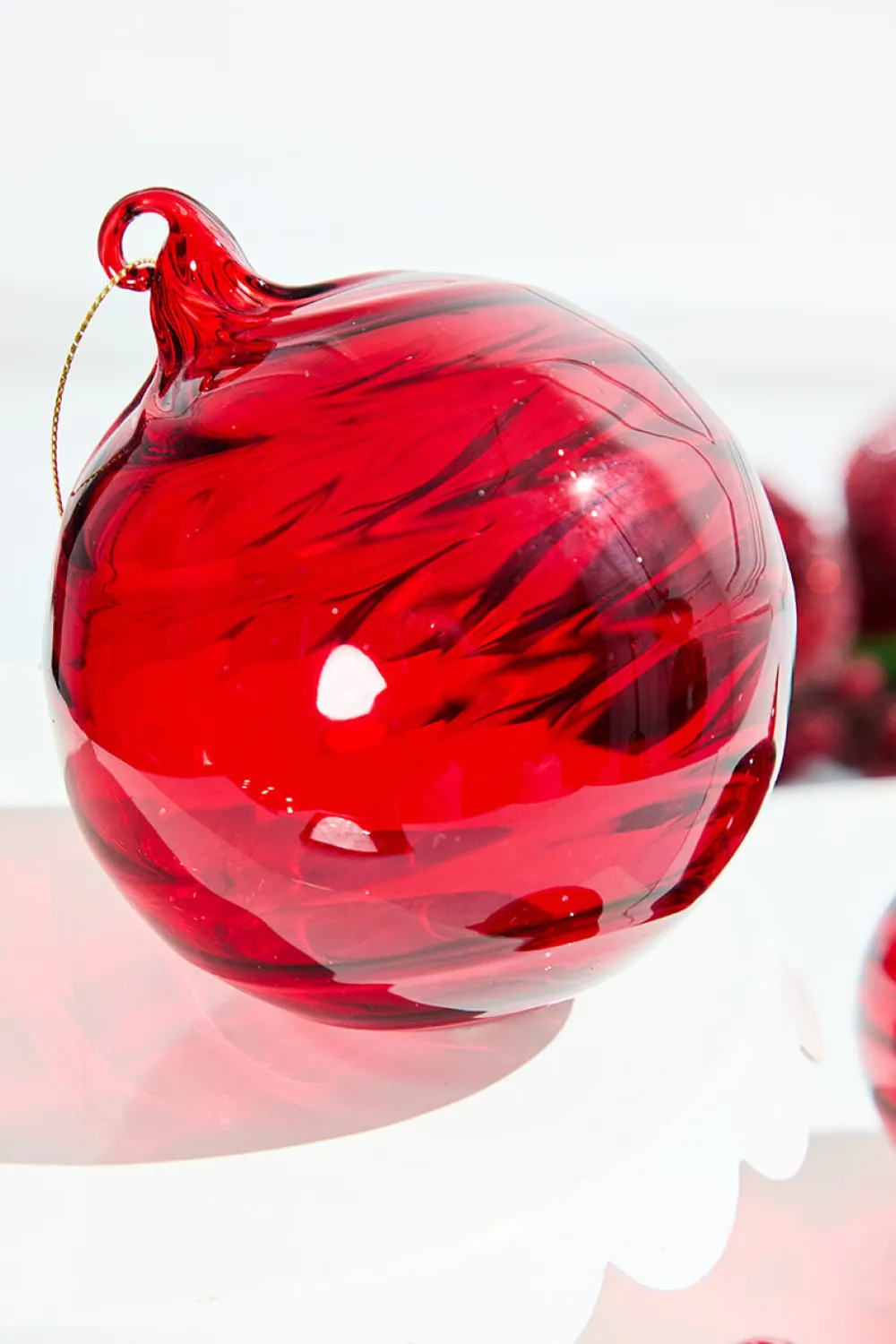 Decorator's Warehouse 5"-6" Bright Red Glass Ornament > Christmas Ornaments|Classic Christmas