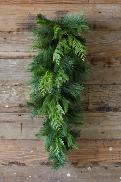 Decorator's Warehouse 29" Bristle Pine With Natural Touch Evergreen Teardrop > Natural Greenery|Christmas Teardrops