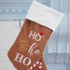 Decorator's Warehouse Brown Stocking with Ho Ho Ho > Christmas Textiles|Gingerbread