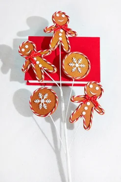Decorator's Warehouse 27" Brown, White and Red Gingerbread Spray > Christmas Decor|Christmas Sprays