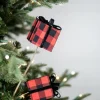 Decorator's Warehouse 24” Buffalo Plaid Package with Bow Spray > Farmhouse|Christmas Sprays