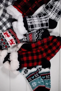 Decorator's Warehouse Buffalo Plaid Thermal Slipper Socks with Non-Slip Grippers > Fun Gifts|Christmas Decor