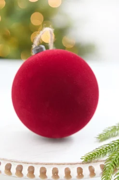 Decorator's Warehouse 4" Burgundy Flocked Ball Ornament > Christmas Decor|Jewel Tones