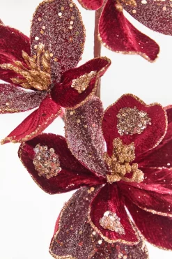 Decorator's Warehouse 23.5" Burgundy & Gold Magnolia Spray > Christmas Decor|Jewel Tones