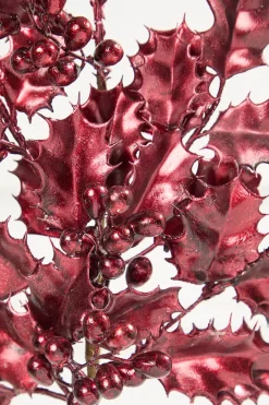 Decorator's Warehouse 27" Burgundy Metallic Holly Berry Stem > Jewel Tones|Tinsel & Pine
