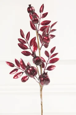 Decorator's Warehouse 26" Burgundy Metallic Pomegranate Stem > Jewel Tones|Christmas Sprays