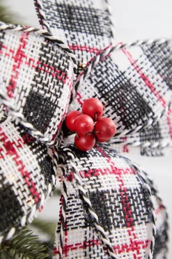 Decorator's Warehouse 24" Burlap Plaid Poinsettia Stem > Christmas Sale|Christmas Flowers