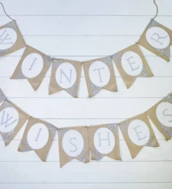 Decorator's Warehouse Burlap Winter Wishes Banner - Set of 2 > Christmas Sale