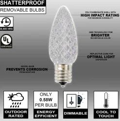 Decorator's Warehouse Case - Cool White C9 Wonderful Faceted (500pcs) > C9 Bulbs|Christmas Decor