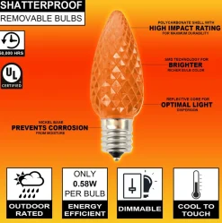 Decorator's Warehouse Case - Orange C9 Wonderful Faceted (500pcs) > C9 Bulbs|Christmas Decor