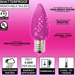 Decorator's Warehouse Case - Pink C9 Wonderful Faceted (500pcs) > C9 Bulbs|Christmas Decor