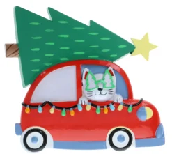 Decorator's Warehouse Cat In Christmas Car Personalizable Ornament > Personalized|Christmas Decor